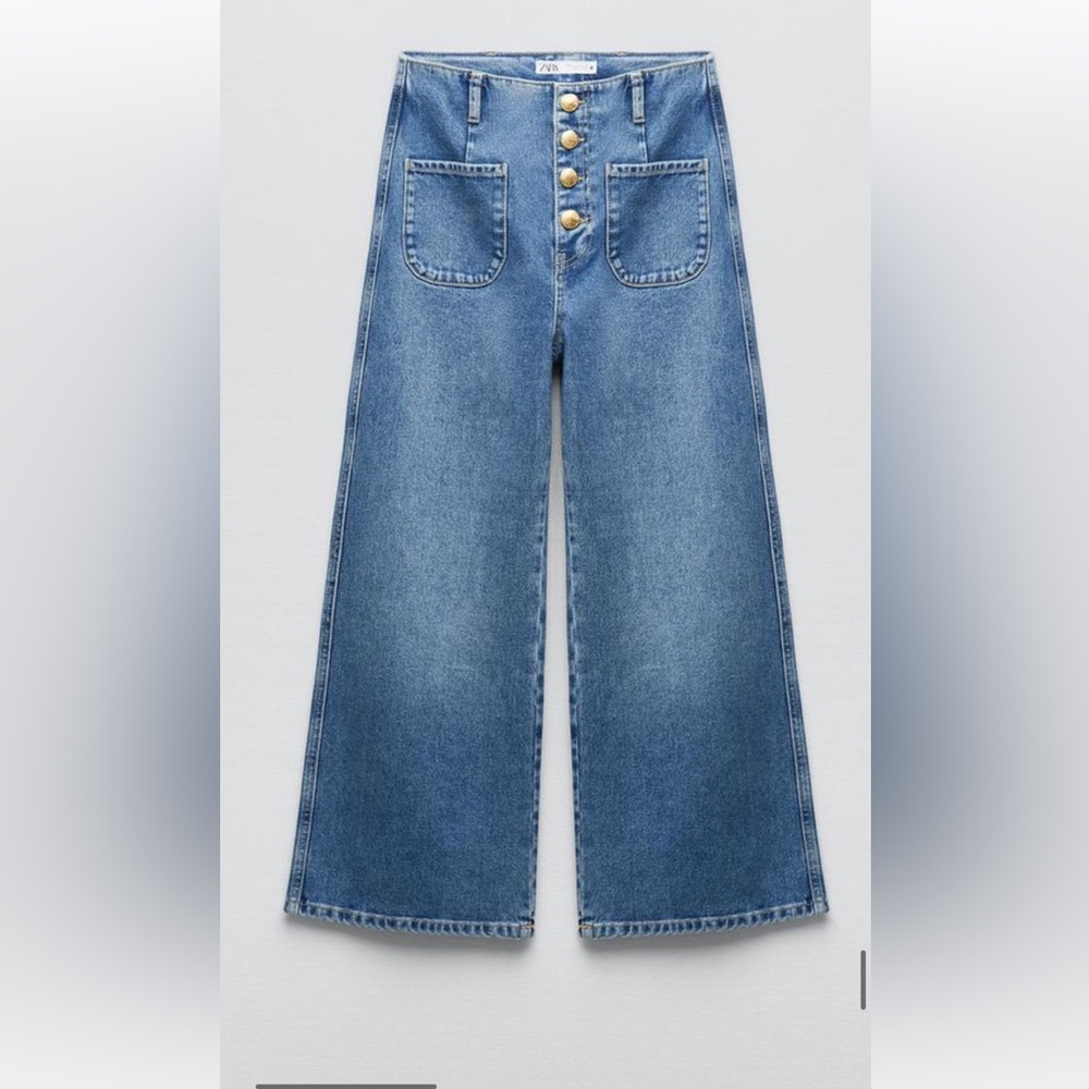Zara wide leg cropped  high rise jeans size 2